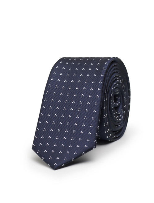 Boys navy trio dot skinny tie