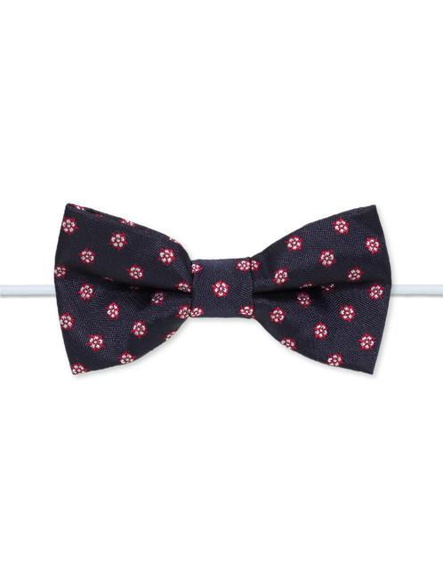 Boys elasticated navy tudor rose bow tie