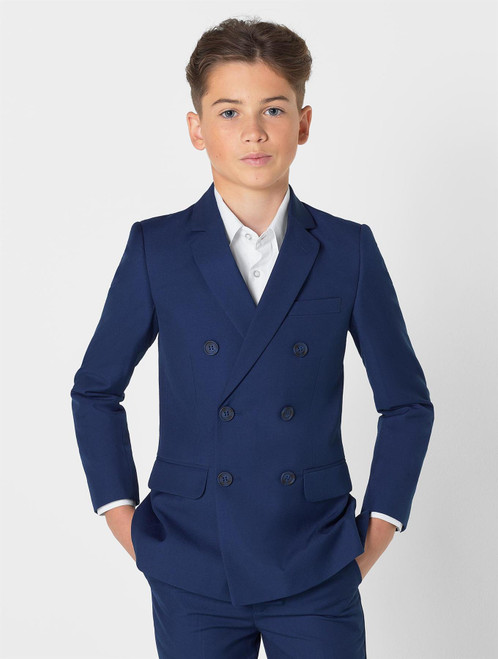 Boys navy double breasted suit