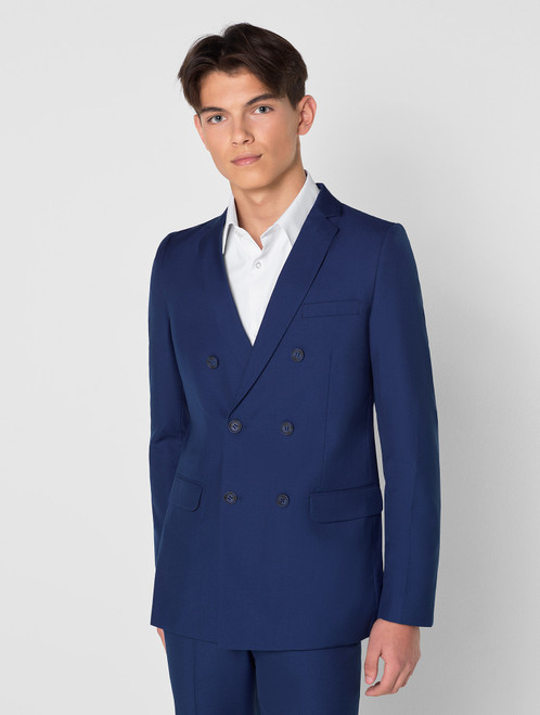 Teen boys navy double breasted suit