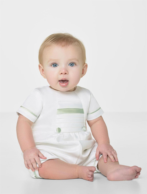 Boys white and sage romper