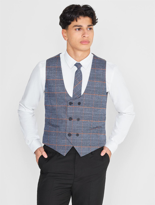 Boys blue / black waistcoat & trouser suit - Cillian