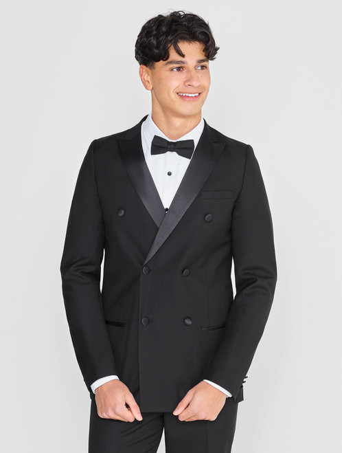 Boys double-breasted black tuxedo suit