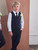 Boys 4pc navy waistcoat suit - David