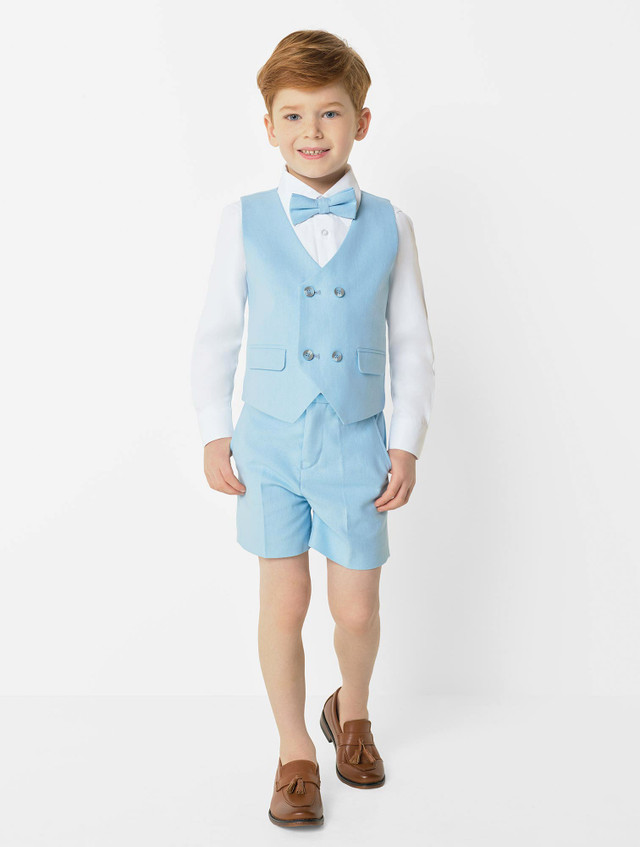 Boys double breasted blue waistcoat & shorts suit set | Boys blue page ...