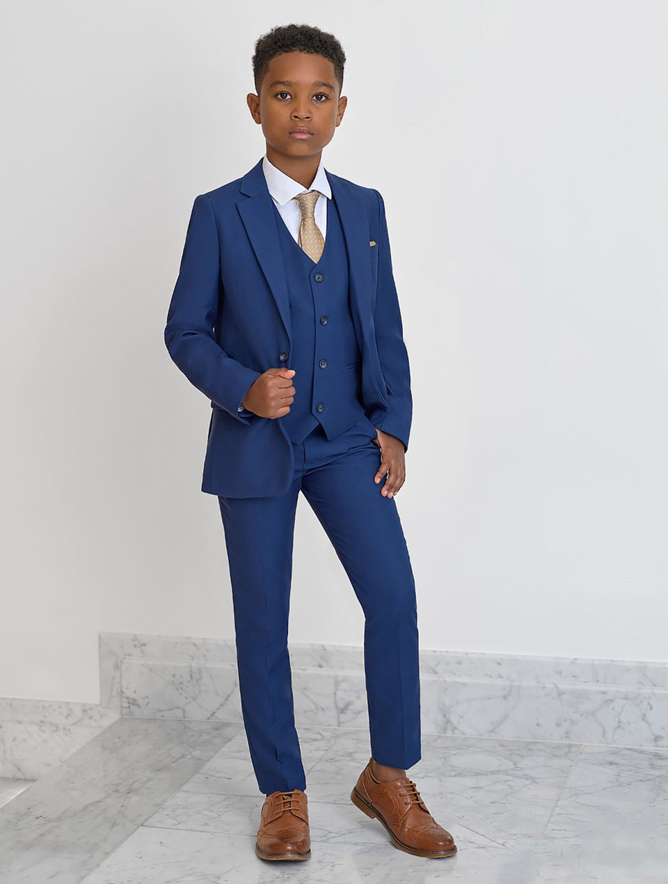 Boys Roco blue modern fit suit | Boys blue 3pc suit | Roco