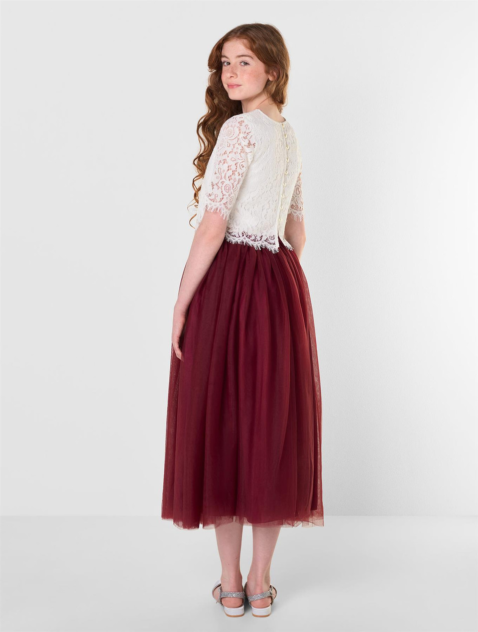 Wine Floral Skirt
