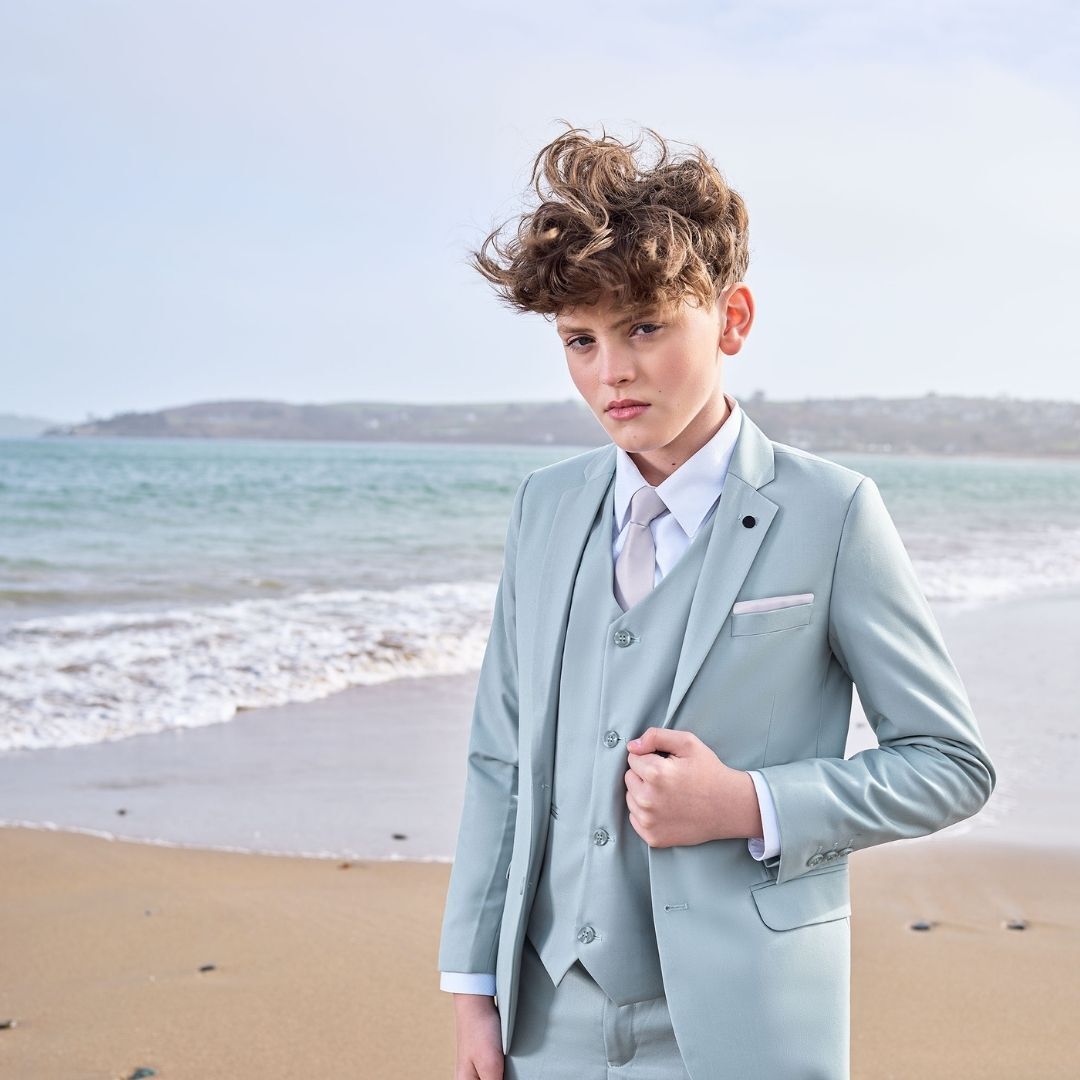 Boys sage green summer suit