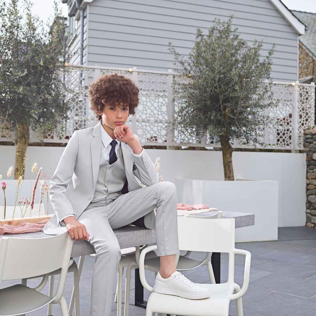 Boys stone grey summer suit