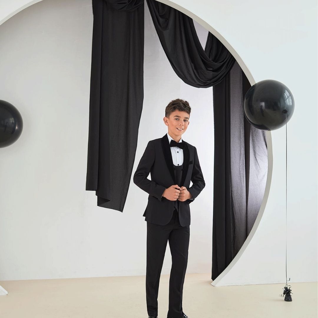 Boys black velvet tuxedo