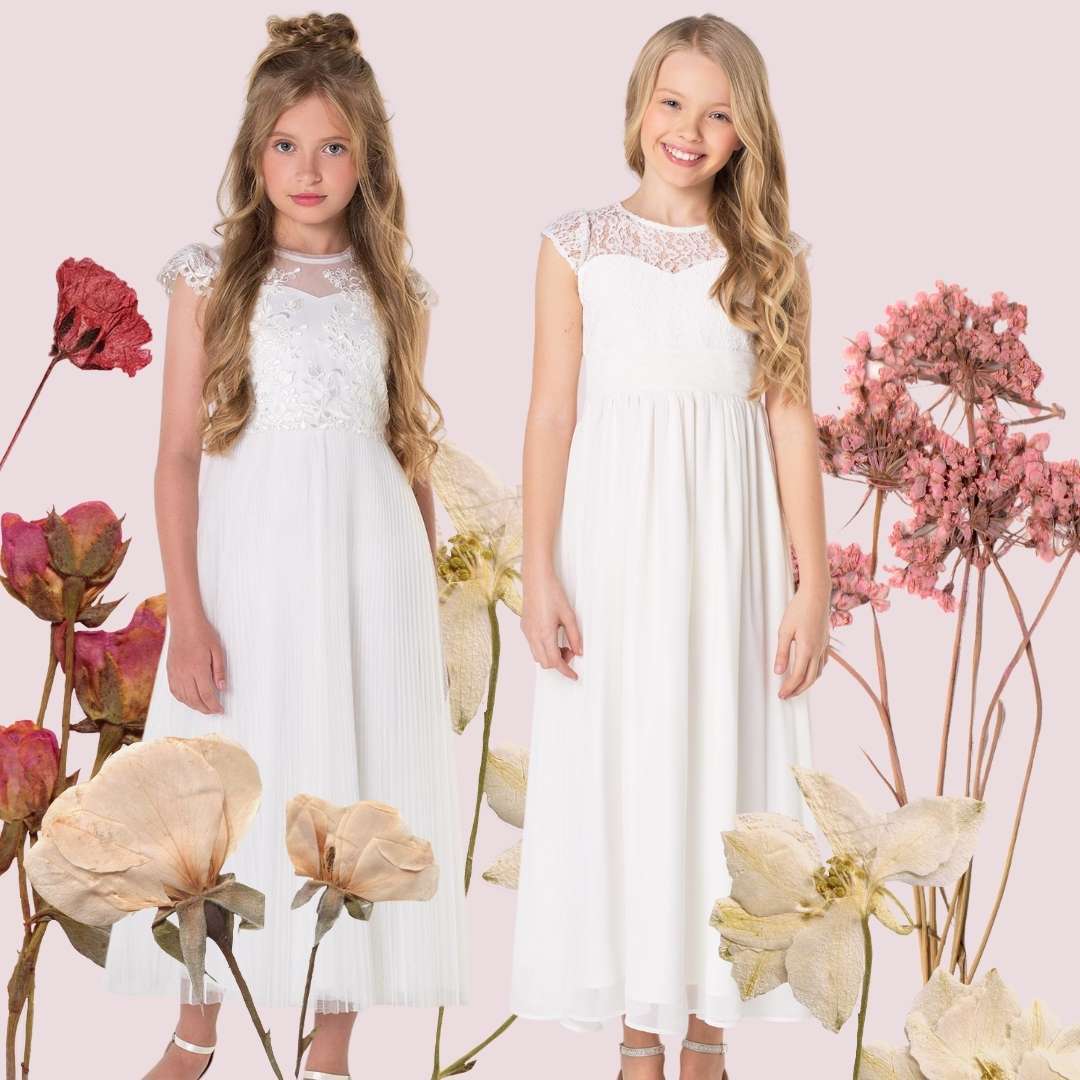 Girls White Midi Dress