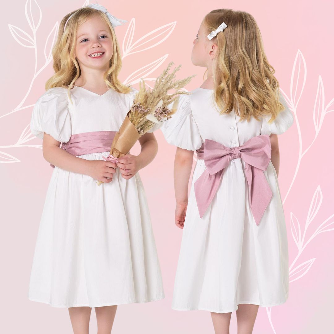 Girls White Flower Girl Dress