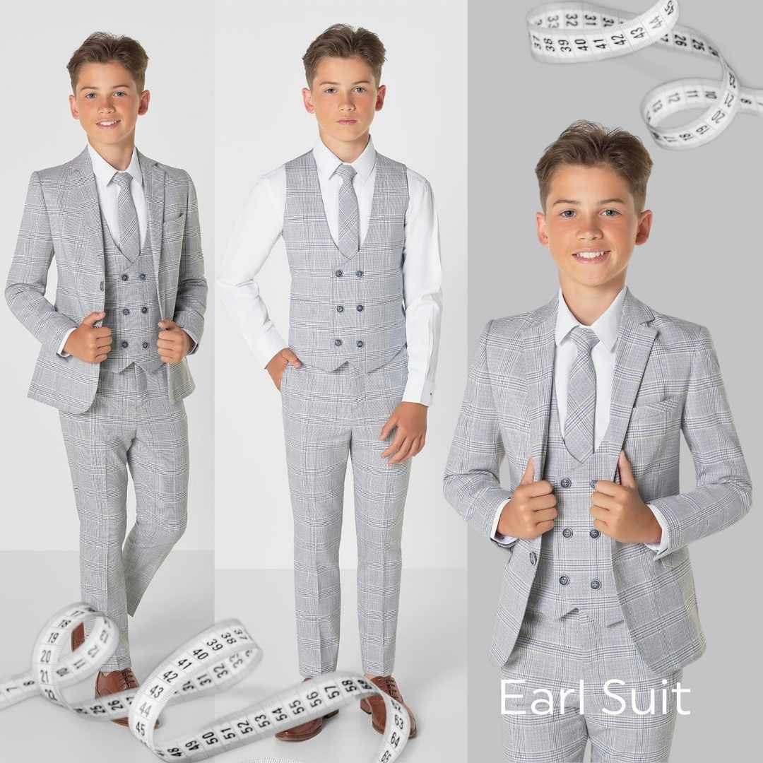 Boys grey check suit