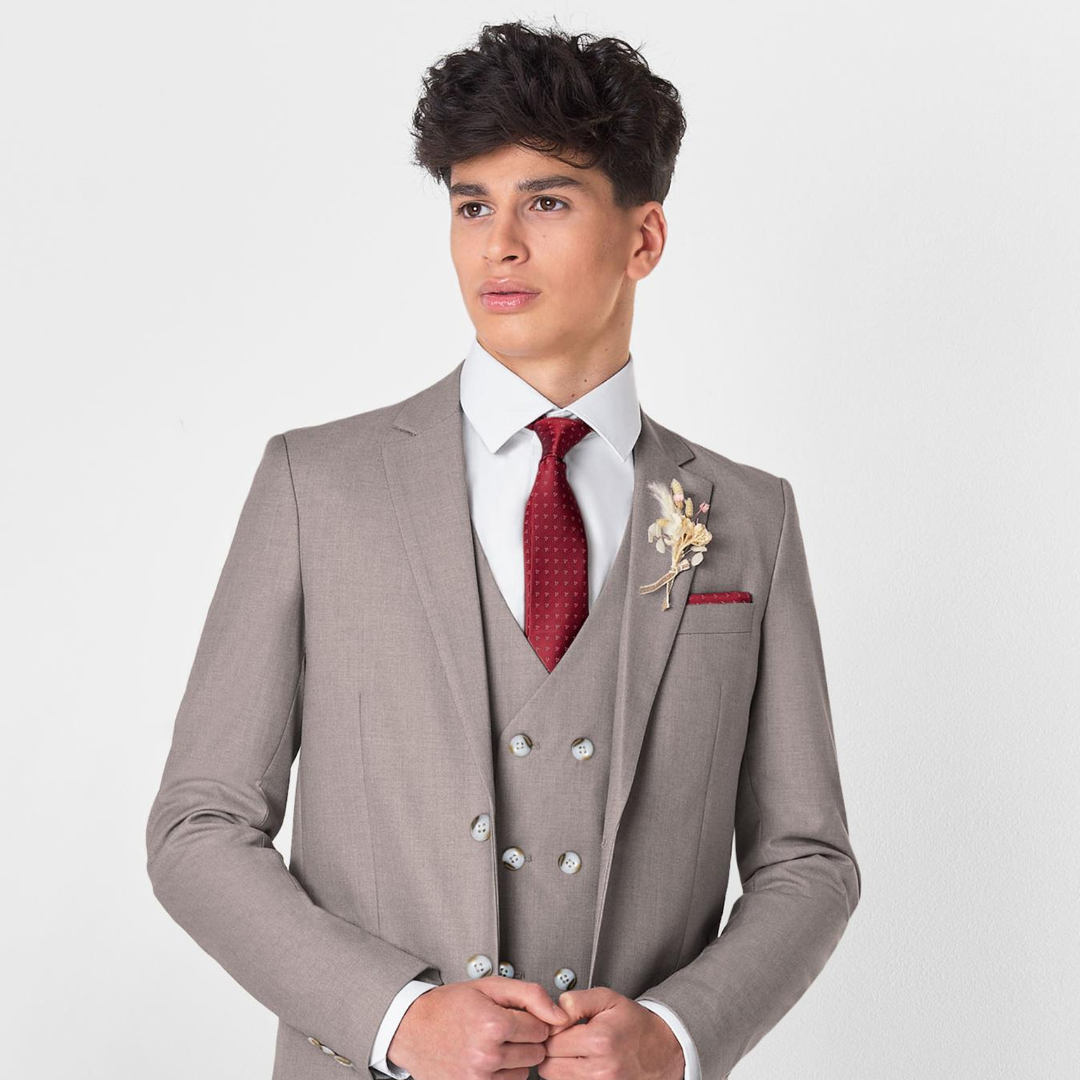 Boys neutral taupe suit