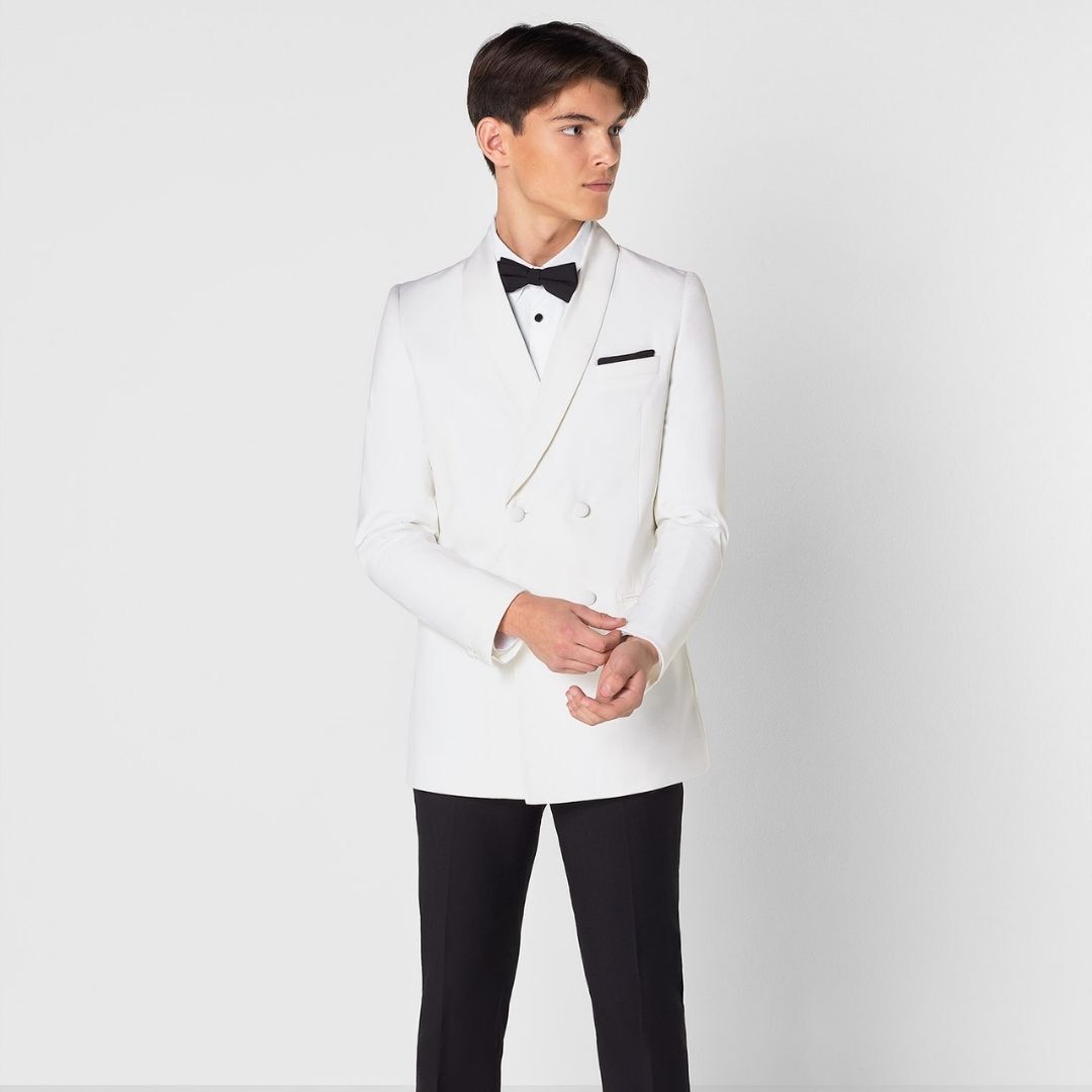 Prom 2025 Ivory Double Breasted Tuxedo