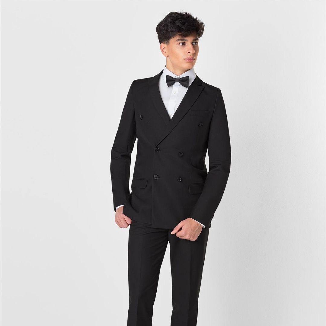 Prom 2025 Black Double Breasted Tuxedo