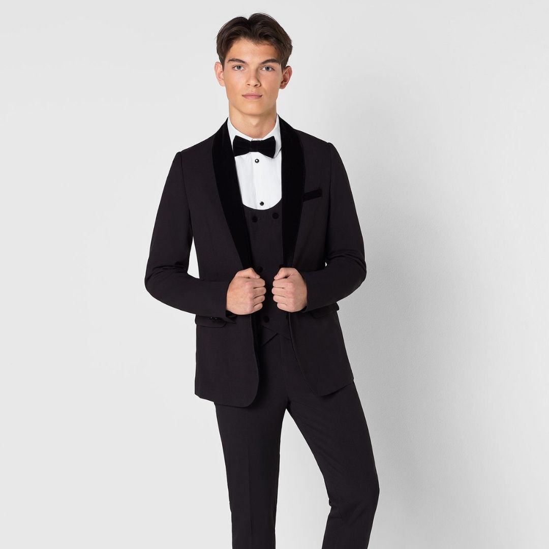 Prom 2025 Black Tuxedo with Bow Tie