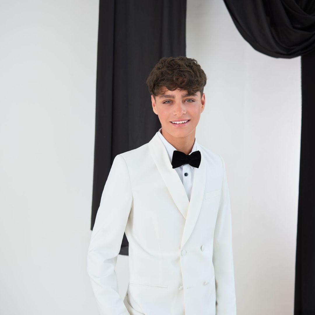 Ivory Prom 2025 Double Breasted Tuxedo