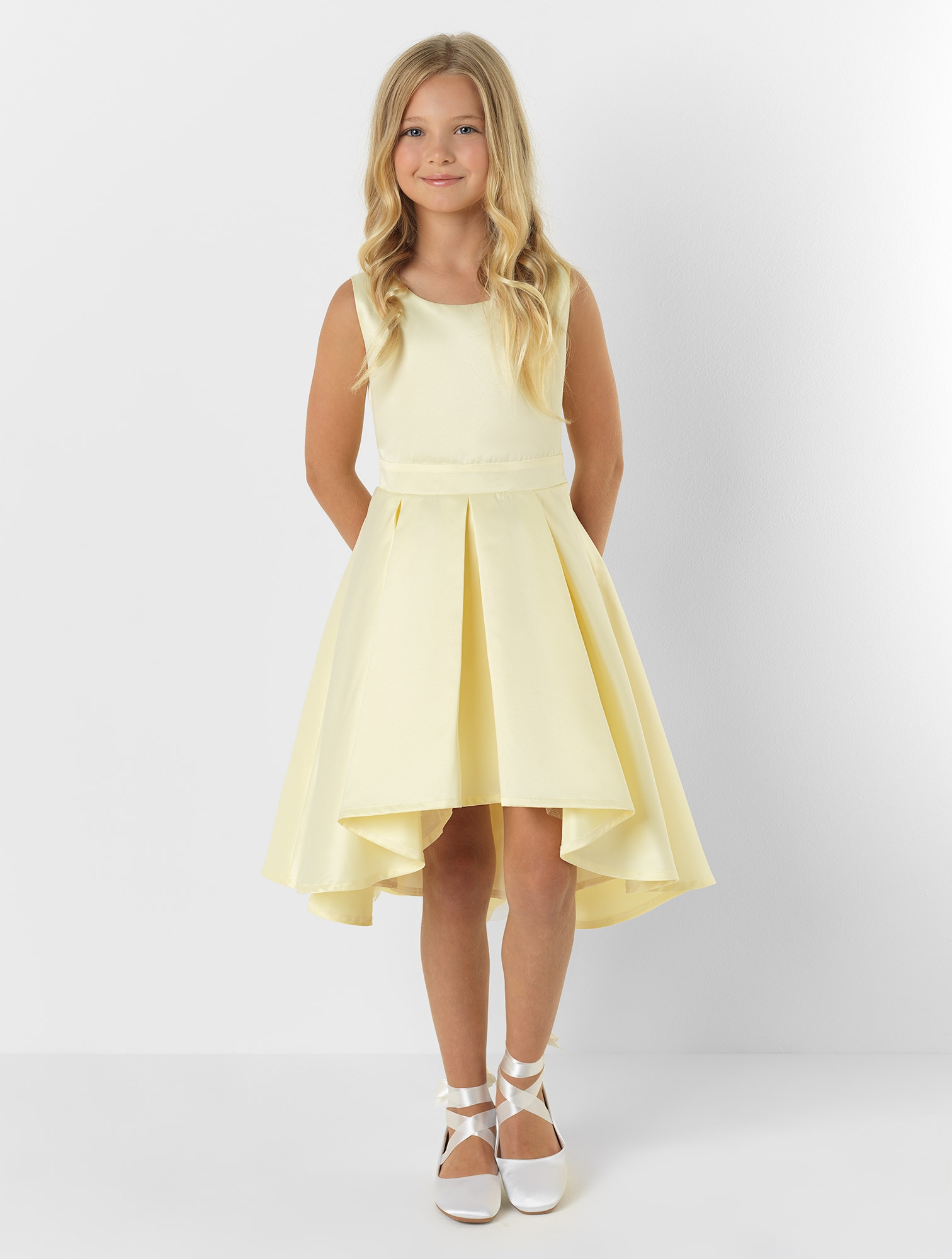 Girls lemon prom dress Yellow flower girl dress Belle