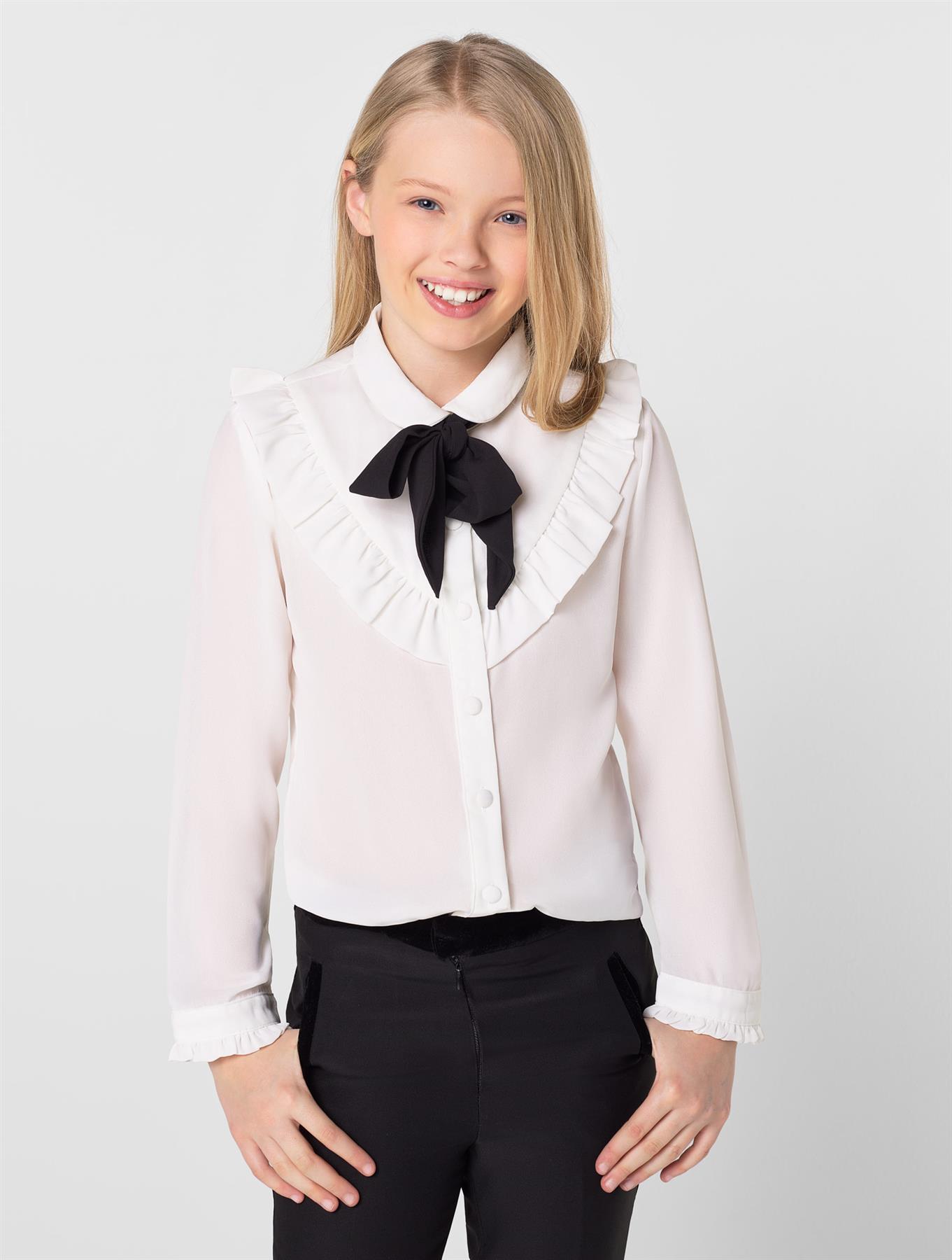 girls white ruffle blouse