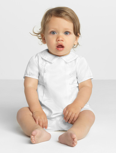 Sarah Louise boys white romper | Baby boys white romper | Stefan Romper