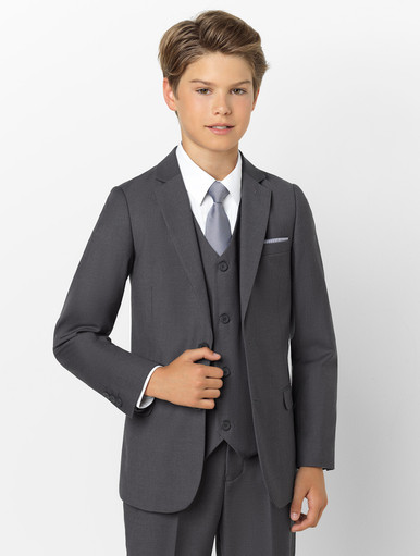 Boys charcoal page boy suit | Boys charcoal wedding outfit | Boys holy ...