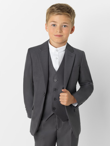 Boys grey Roco modern fit 3 piece suit