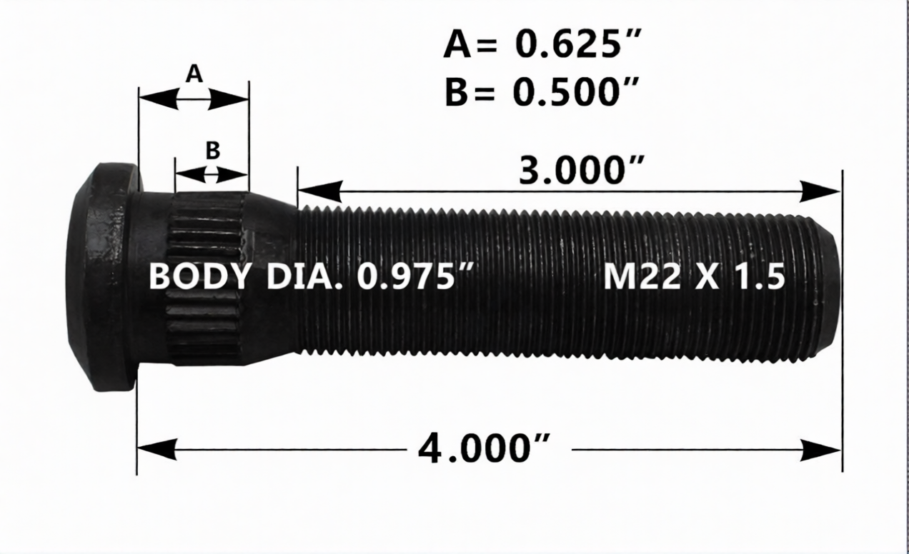 Wheel Stud 4.00" Metric