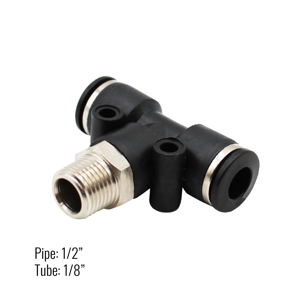 Male Branch Tee Push-On Fitting 1/8" tube x 1/8" pipe
