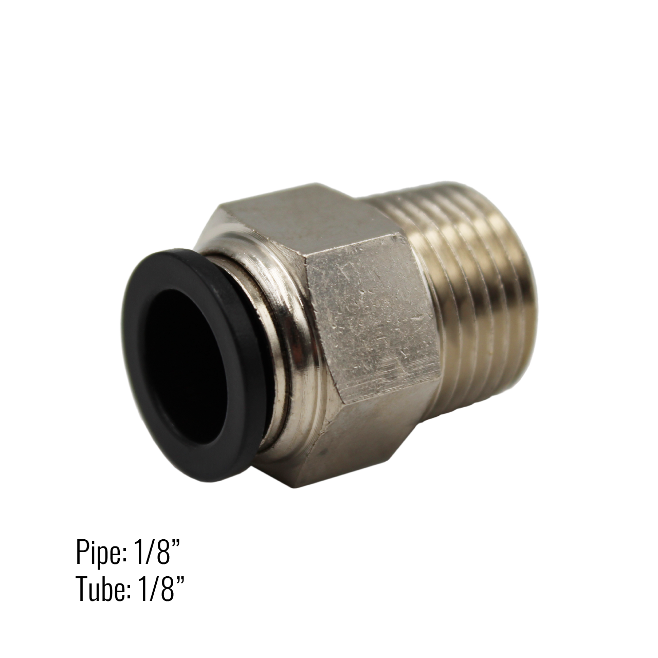 Male Connector Push-On Fitting 1/8" tube x 1/8" pipe