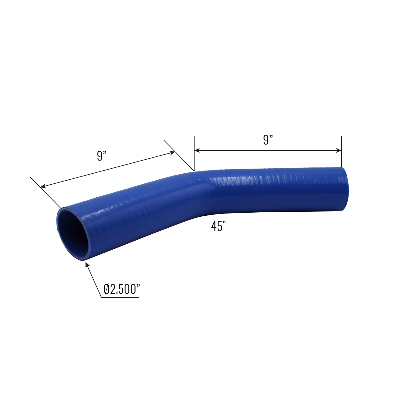 Silicone Radiator Coolant Elbow 45 Deg. 2.5" ID