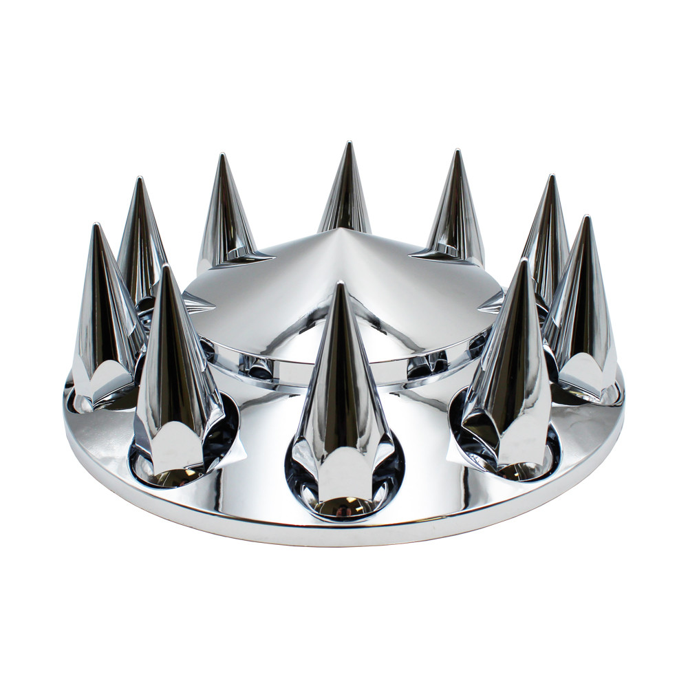 Chrome Front ABS Axle Cover With Pointed Center Cap & Spike Nut Covers