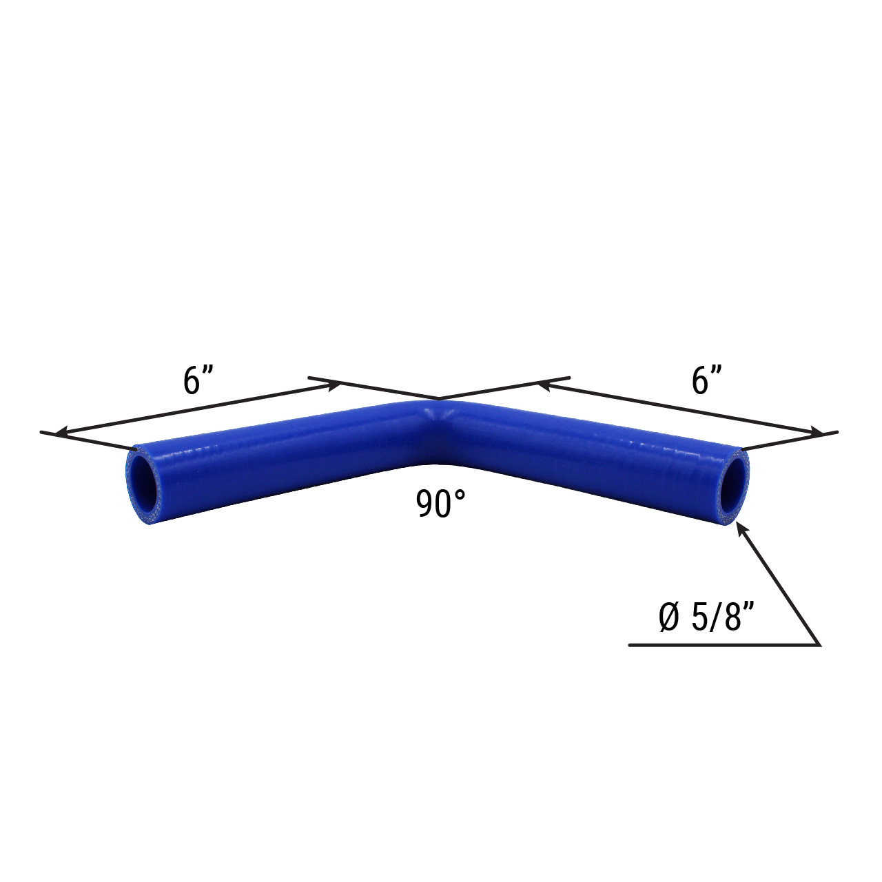 Silicone Coolant Elbow 90 Deg. 5/8" ID x 6" legs