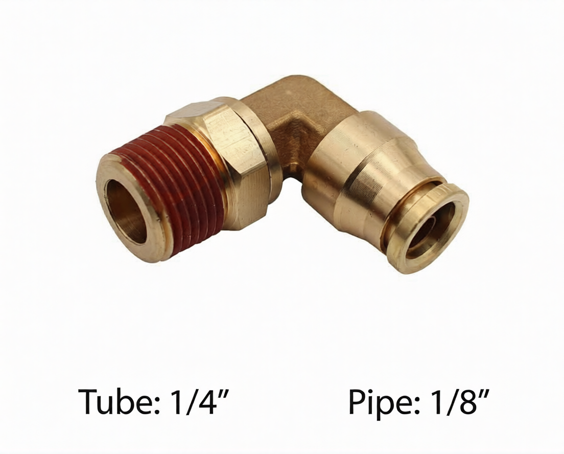 Male Swivel Elbow 1/4" tube x 1/8" pipe