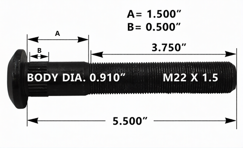 Wheel Stud 5.50" Metric