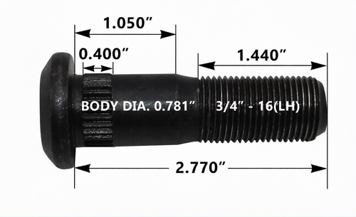 Wheel Stud 2.77" Standard LH