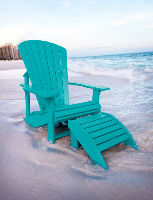 TURQOUISE CHAIR SHOW WITH FOOTSTOOL