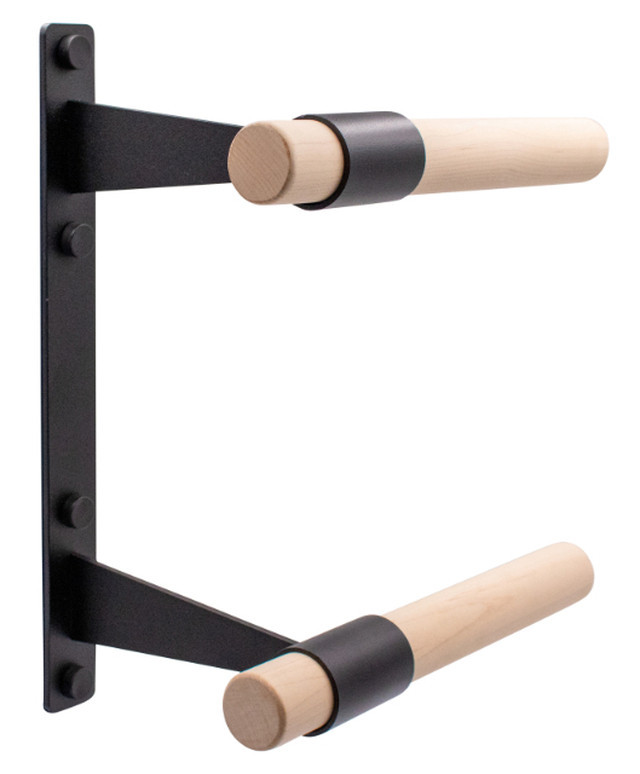 Pair Of Heavy Duty Wall Mount Ballet Barre Brackets | Adjustable Height For 1.5"-2" Bar, Made In USA, Black