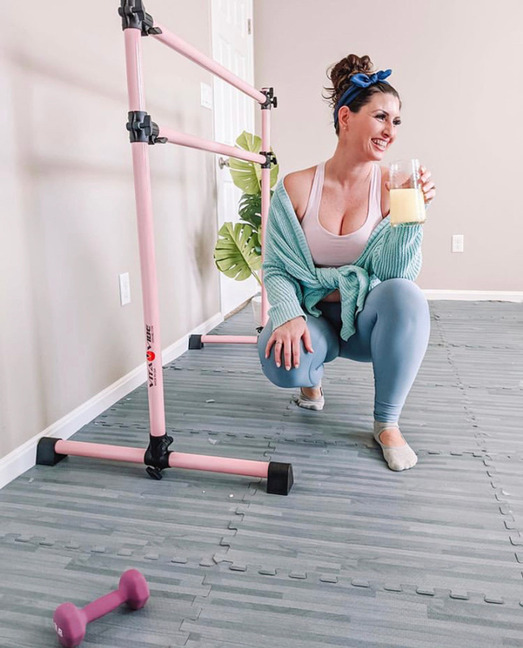 Height-adjustable portable double ballet barre Giselle