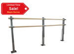 MAXIM - Double Bar ADJUSTABLE Floor Mount Fitness Barre System (wood) For Barre Fitness