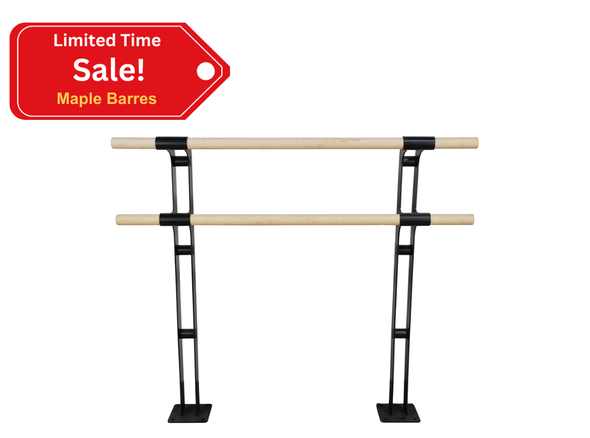 TITANIA - Double Bar Floor Mount Barre System (wood) - For Ballet/Dance & Barre Fitness