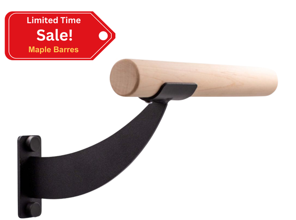 Crescent - Open Saddle Wood Single Bar Wall Mount Ballet Barre System (Fixed Height)