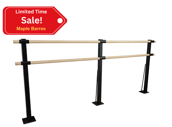 Flexor-  Double Bar Floor Mount Fitness Barre System (wood) For Barre Fitness