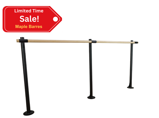 AURORA - Single Bar Floor Mount Ballet Barre System (wood) - For Ballet-Dance Only