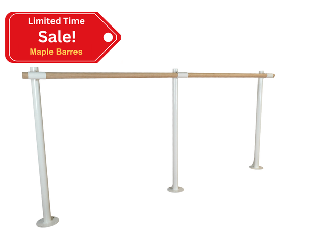 AURORA - Single Bar Floor Mount Ballet Barre System (wood) - For Ballet-Dance Only