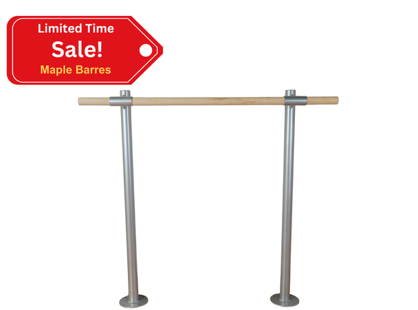 AURORA - Single Bar Floor Mount Ballet Barre System (wood) - For Ballet-Dance Only