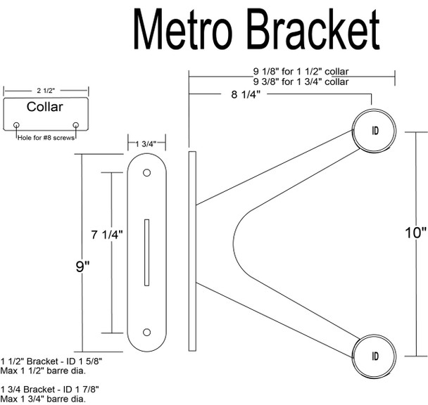 Metro Double Bracket Wall Mount Ballet Barre Systems (Aluminum)