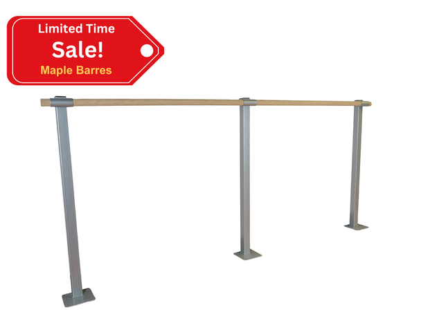 GISELLE - Single Bar Floor Mount Ballet Barre System (wood) For Ballet/Dance Only