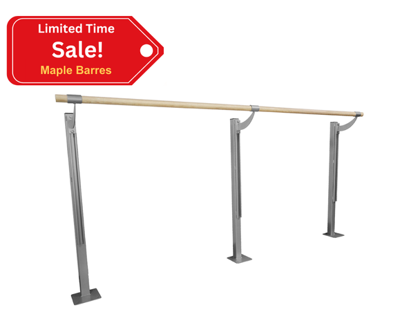 JULIET - Single Bar ADJUSTABLE Floor Mount Ballet Barre System (wood) For Ballet/Dance Only