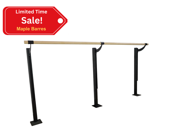 JULIET - Single Bar ADJUSTABLE Floor Mount Ballet Barre System (wood) For Ballet/Dance Only